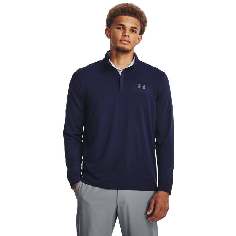 Under Armour Herren Polo Langarm Zip Blau